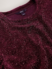 Burgundy Red Short Sleeved Sequin Top - Image 7 of 8