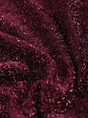Burgundy Red Short Sleeved Sequin Top - Image 8 of 8