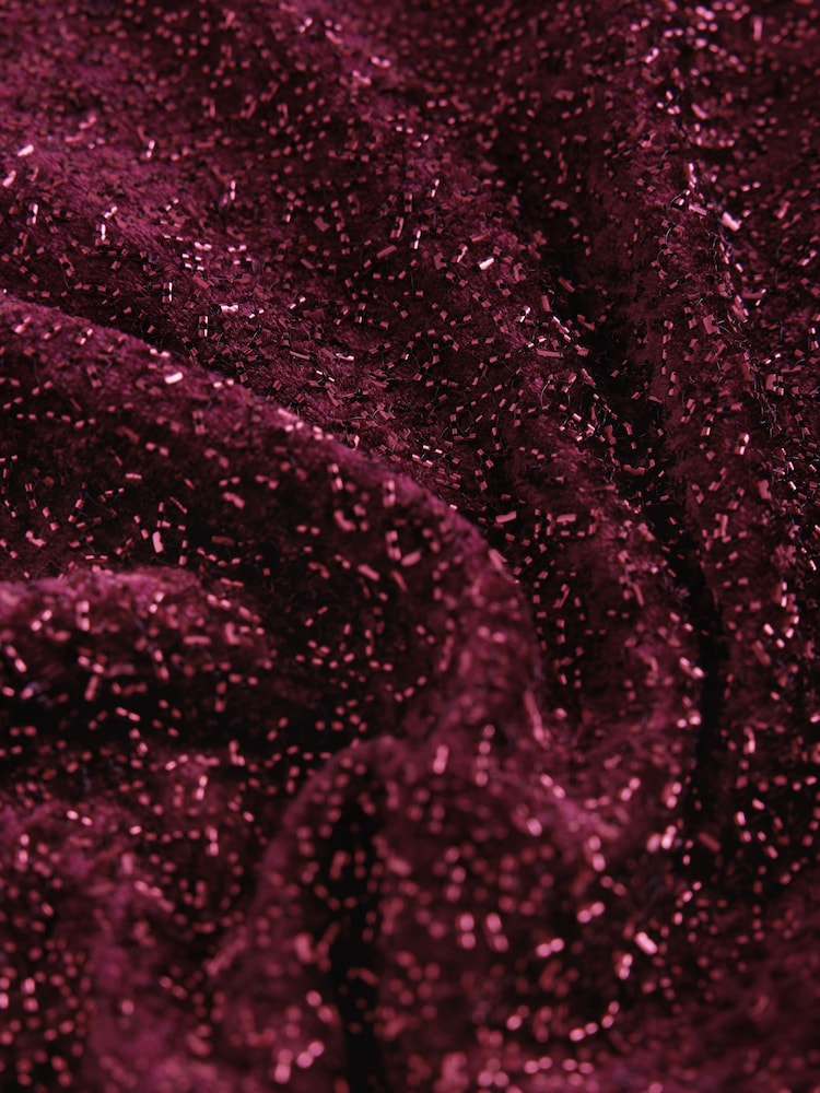 Burgundy Red Short Sleeved Sequin Top - Image 8 of 8 Burgundy Red Short Sleeved Sequin Top - Image 8 of 8