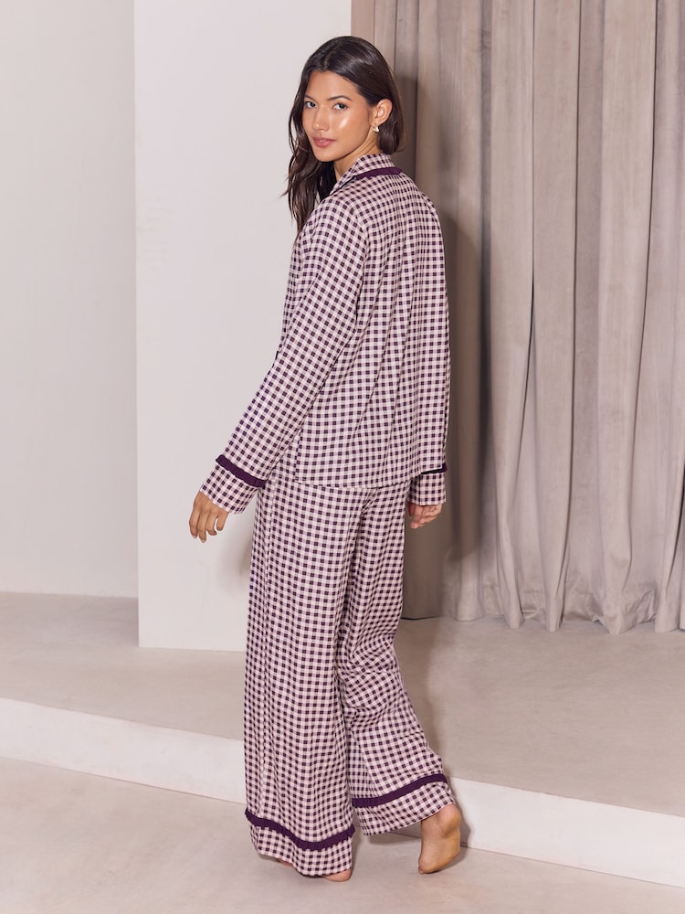 Lipsy Gingham Frill Collared Pyjamas Set - Image 6 sur 6