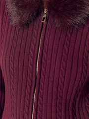 Lipsy Faux Fur Trim Knitted Zip up Hoodie - Image 4 of 5