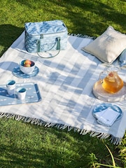 Sophie Allport Pale Blue Witham Stripe Woven Picnic Blanket - Image 1 of 4