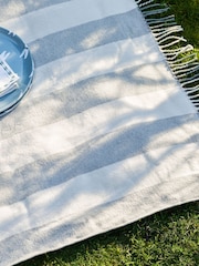 Sophie Allport Pale Blue Witham Stripe Woven Picnic Blanket - Image 2 of 4