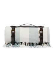 Sophie Allport Pale Blue Witham Stripe Woven Picnic Blanket - Image 3 of 4