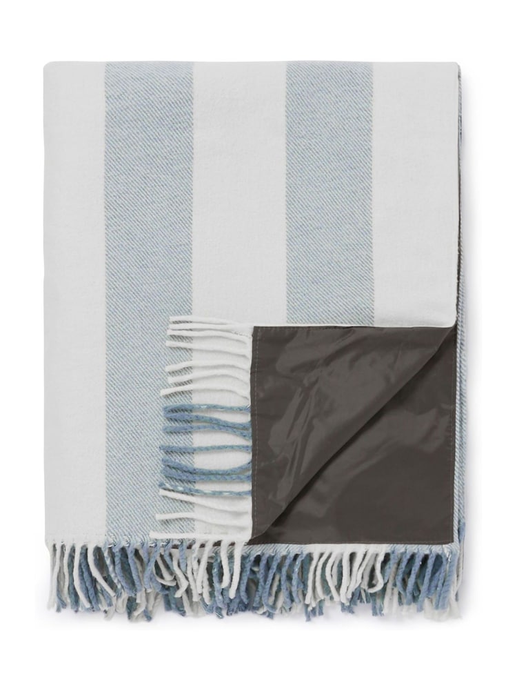 Sophie Allport Pale Blue Witham Stripe Woven Picnic Blanket - Image 4 of 4 Sophie Allport Pale Blue Witham Stripe Woven Picnic Blanket - Image 4 of 4
