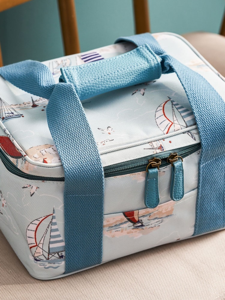 Sophie Allport Pale Blue Coastal Boats Lunch Bag - Image 2 of 3 Sophie Allport Pale Blue Coastal Boats Lunch Bag - Image 2 of 3
