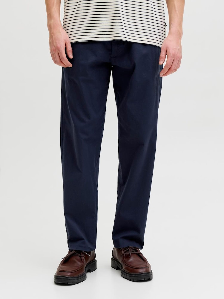 JACK & JONES Blue Relaxed Fit Drawstring Trousers - Image 1 of 6 JACK & JONES Blue Relaxed Fit Drawstring Trousers - Image 1 of 6