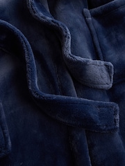 Navy Blue Fleece Dressing Gown - Image 10 of 10