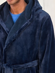 Navy Blue Fleece Dressing Gown - Image 6 of 10