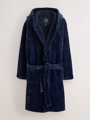 Navy Blue Fleece Dressing Gown - Image 8 of 10