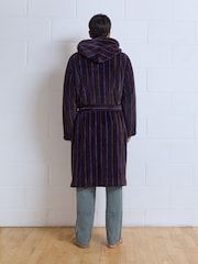 Brown/Blue Striped Borg Dressing Gown - Image 3 of 8