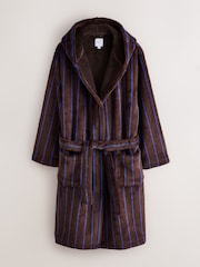 Brown/Blue Striped Borg Dressing Gown - Image 6 of 8