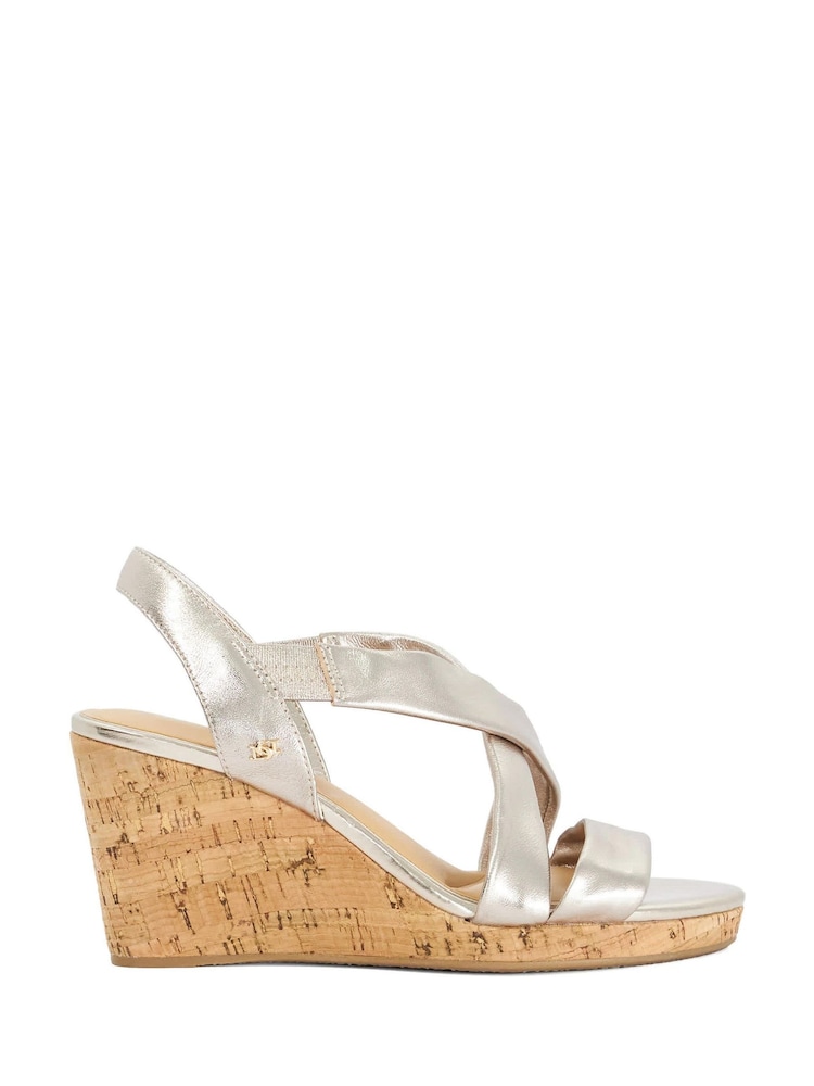 Metallic - Dune London Kamies Cross Strap Wedge-sko Sandaler - Bilde 1 av 5