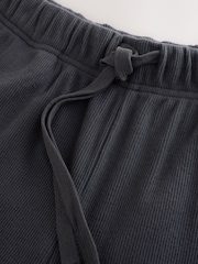Charcoal Grey Grandad Collar Long Sleeve Waffle Pyjamas Set - Image 15 of 15
