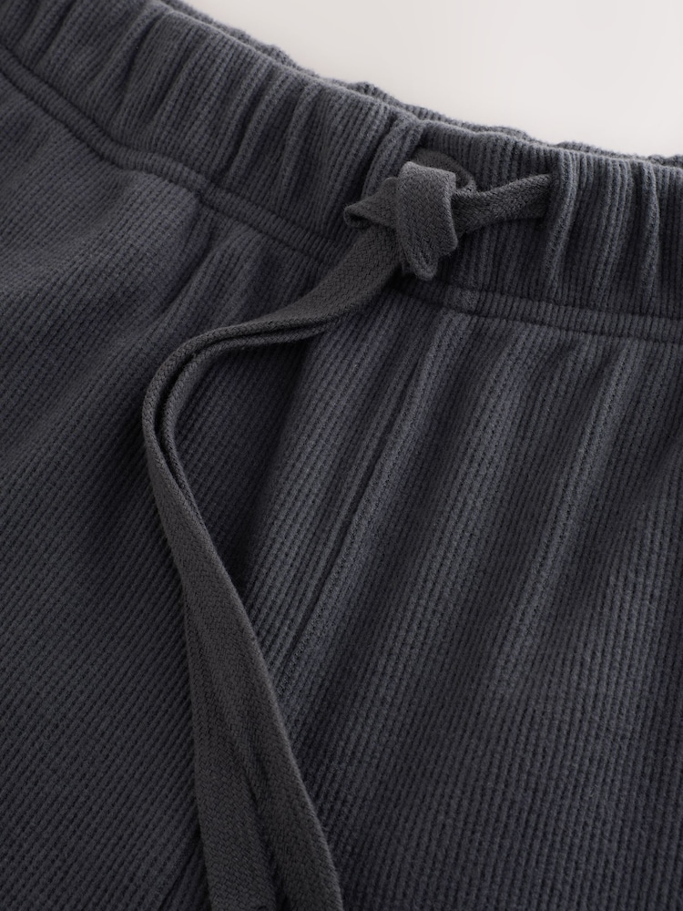 Charcoal Grey Grandad Collar Long Sleeve Waffle Pyjamas Set - Image 15 of 15 Charcoal Grey Grandad Collar Long Sleeve Waffle Pyjamas Set - Image 15 of 15