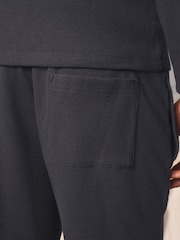 Charcoal Grey Grandad Collar Long Sleeve Waffle Pyjamas Set - Image 7 of 8