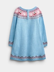 Jojo Maman Bébé Light Blue Mouse Fairisle Knitted Dress - Image 2 of 4