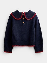 Jojo Maman Bébé Navy Blue Cherry Knit Jumper - Image 2 of 4