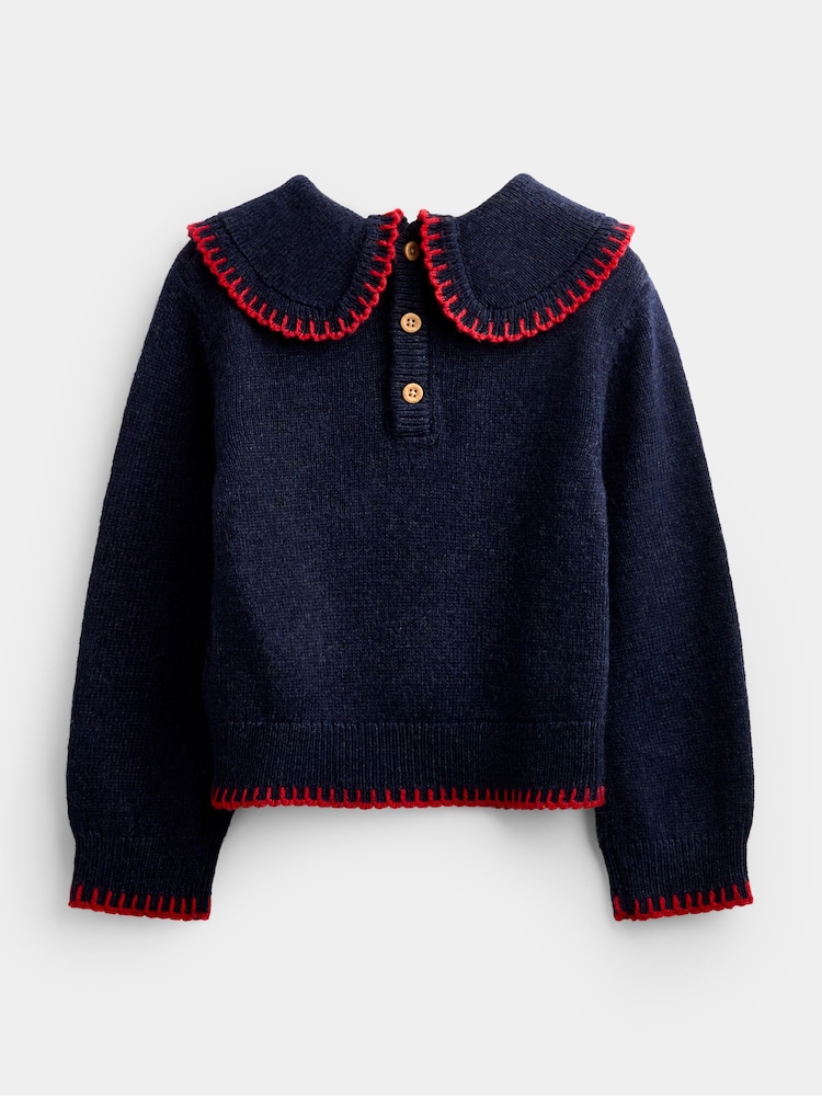 Jojo Maman Bébé Navy Blue Cherry Knit Jumper - Image 2 of 4 Jojo Maman Bébé Navy Blue Cherry Knit Jumper - Image 2 of 4