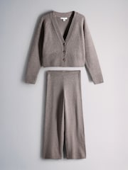 The Set Wool Blend Coord Cardigan & Legging Set Mink Marl/Brown - Image 1 of 5