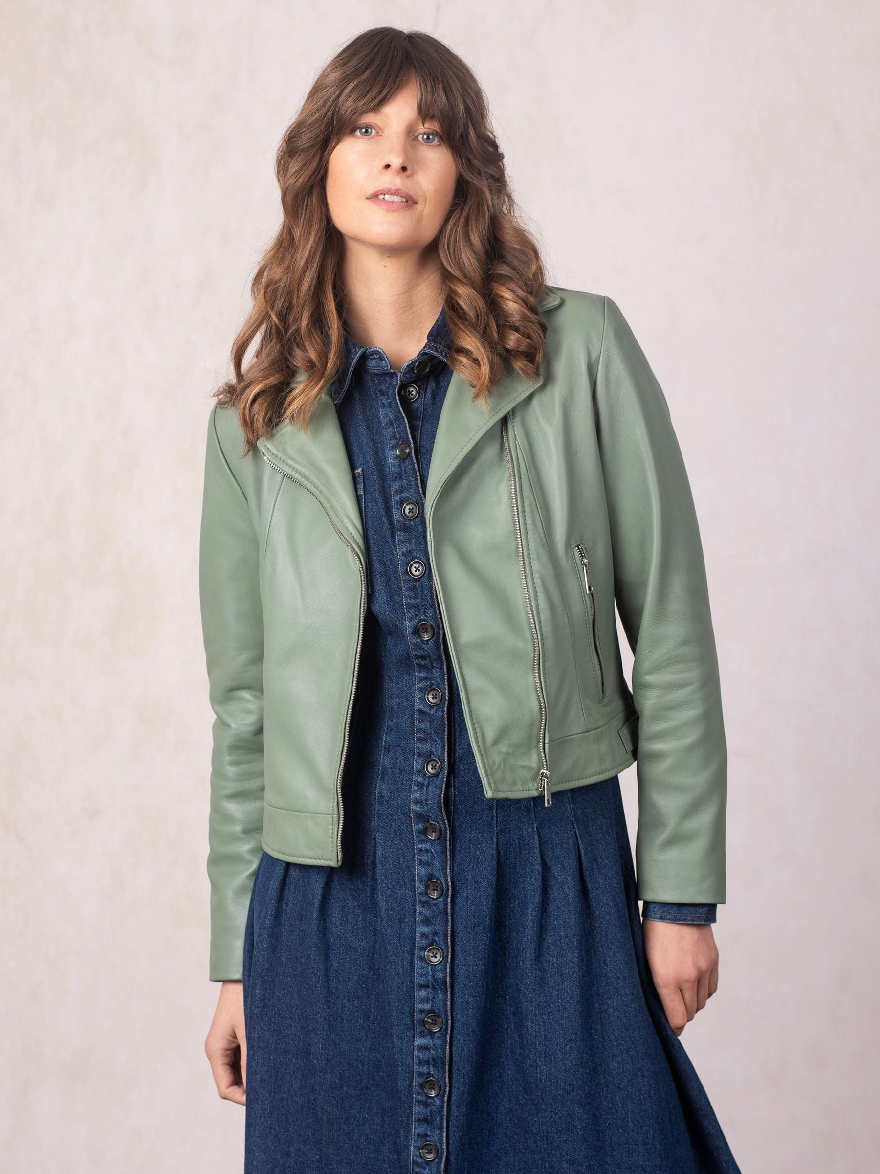 Buy Lakeland Leather Green Thornhill Biker Jacket from Next USA