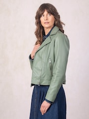 Lakeland Leather Green Thornhill Biker Jacket - Image 6 of 8