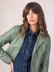 Lakeland Leather Green Thornhill Biker Jacket - Image 7 of 8