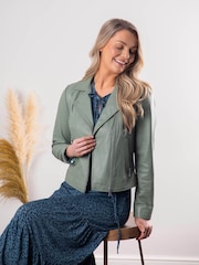 Lakeland Leather Green Thornhill Biker Jacket - Image 8 of 8