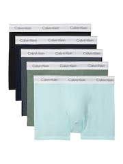 Calvin Klein Blue Icon Cotton Stretch Relaxed Dart Trunks 5 Pack - Image 1 of 5