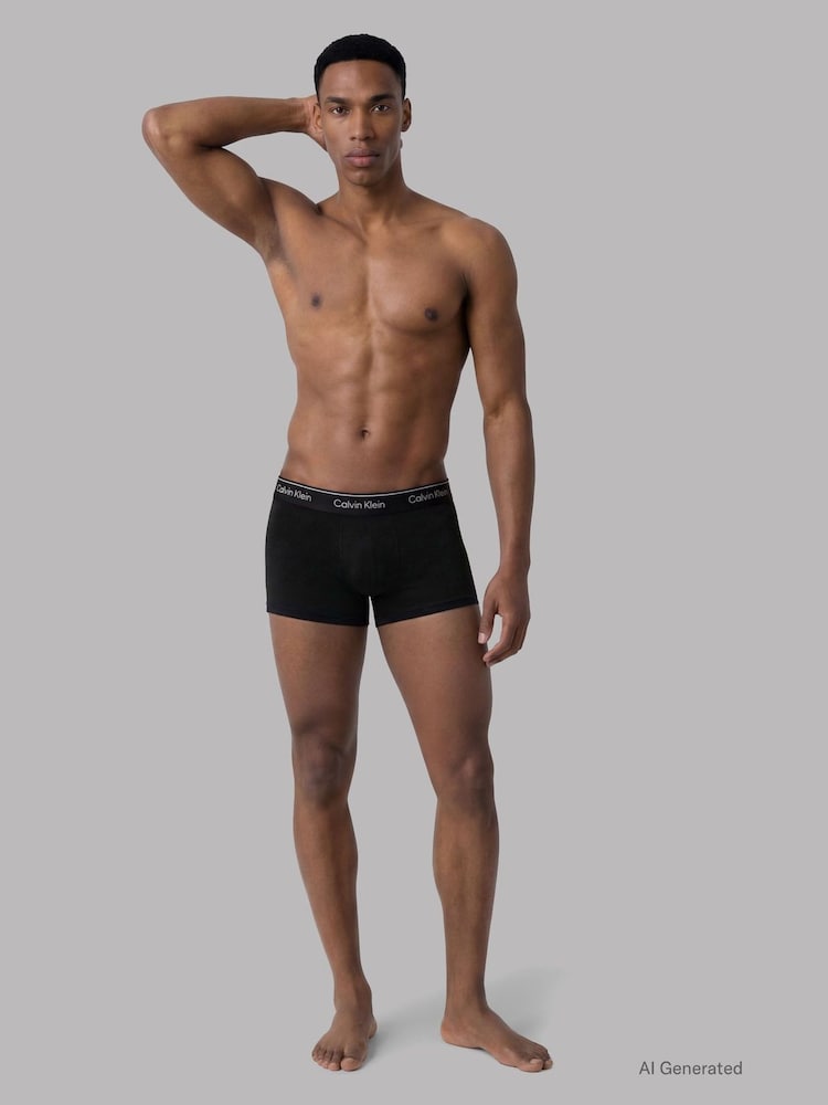 Calvin Klein Black Icon Cotton Stretch Relaxed Dart Trunks 3 Pack - Image 4 of 4