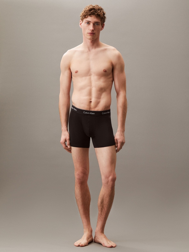 Calvin Klein Black Ground Icon Cotton Stretch Boxer Trunks Set - Image 2 of 5 Calvin Klein Black Ground Icon Cotton Stretch Boxer Trunks Set - Image 2 of 5