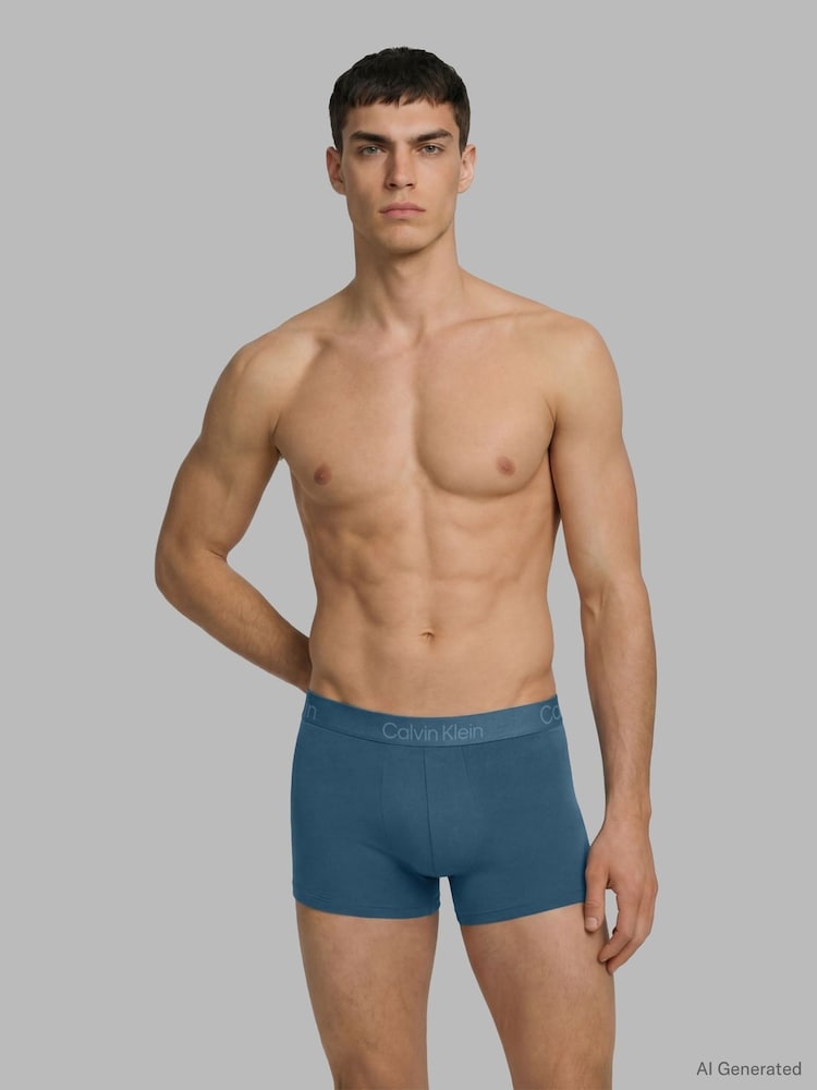 Calvin Klein Blue Ultra Soft Modal Trunks 3 Pack - Image 2 of 4
