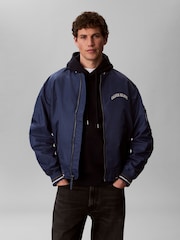 Calvin Klein Blue Varsity Logo Bomber Jacket - Image 2 of 6