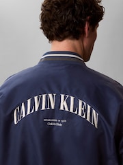 Calvin Klein Blue Varsity Logo Bomber Jacket - Image 4 of 6