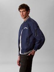 Calvin Klein Blue Varsity Logo Bomber Jacket - Image 5 of 6