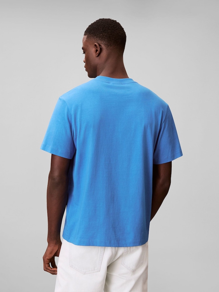 Calvin Klein Blue Monogram Logo T-Shirt - Image 2 of 6 Calvin Klein Blue Monogram Logo T-Shirt - Image 2 of 6