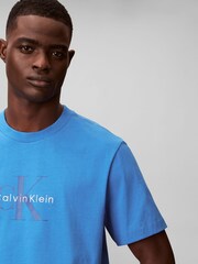 Calvin Klein Blue Monogram Logo T-Shirt - Image 4 of 6