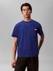 Calvin Klein Blue Chest Pocket Badge T-Shirt - Image 1 of 5