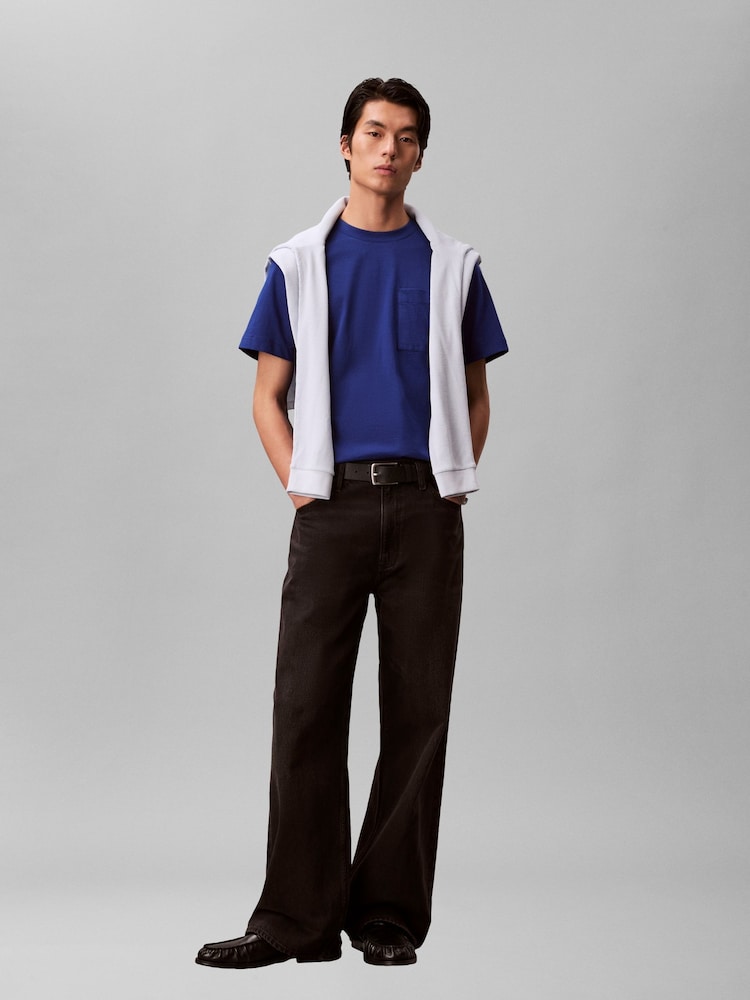 Calvin Klein Blue Chest Pocket Badge T-Shirt - Image 2 of 5 Calvin Klein Blue Chest Pocket Badge T-Shirt - Image 2 of 5
