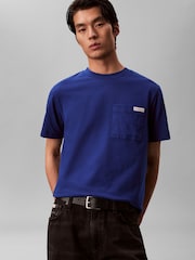 Calvin Klein Blue Chest Pocket Badge T-Shirt - Image 4 of 5