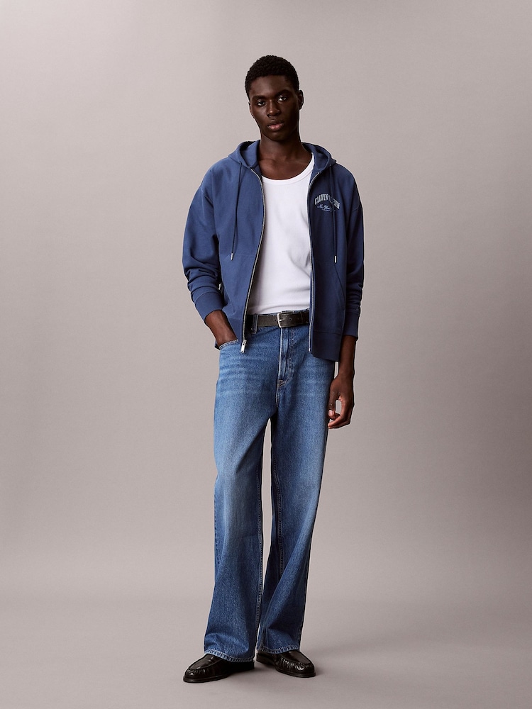 Calvin Klein Blue Varsity Logo Zip-Up Hoodie - Image 1 of 1