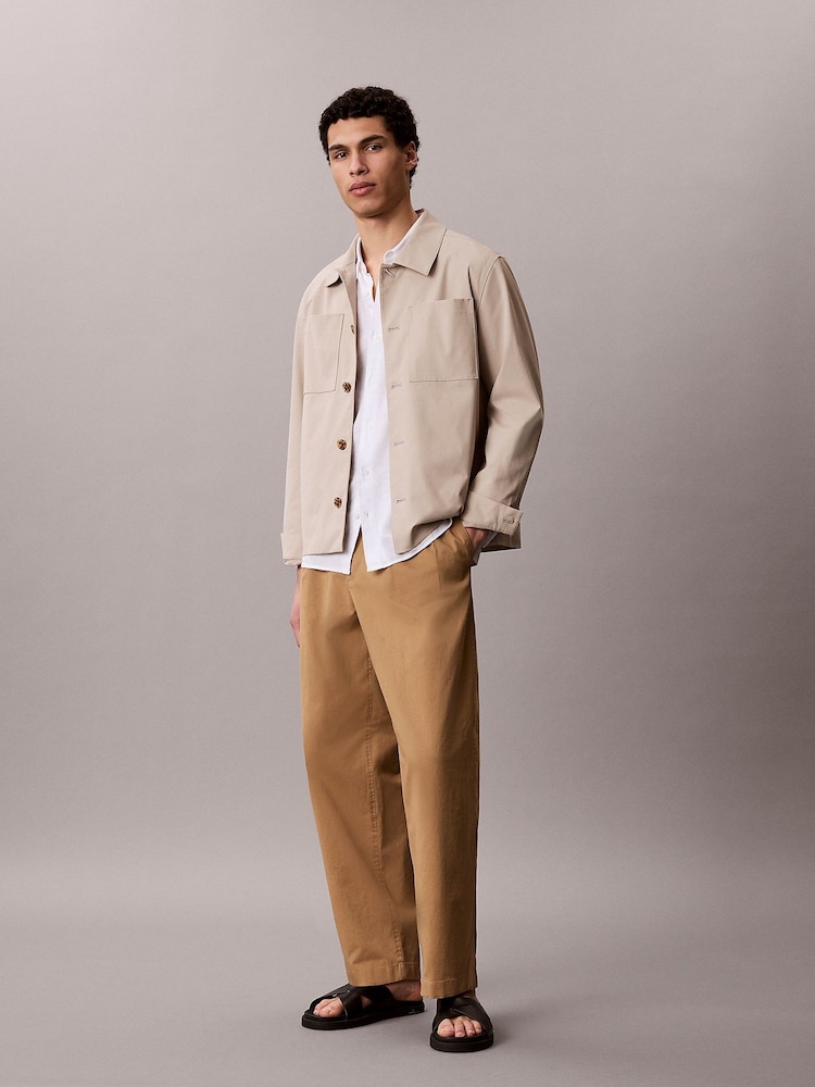 Calvin Klein Brown Cotton Stretch Trousers - Image 1 of 1