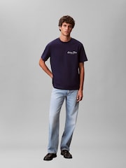 Calvin Klein Blue Embroidered Logo T-Shirt - Image 1 of 5
