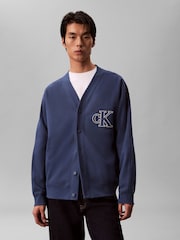 Calvin Klein Blue Double Rib Logo Cardigan - Image 2 of 5