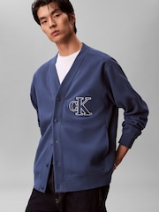 Calvin Klein Blue Double Rib Logo Cardigan - Image 4 of 5