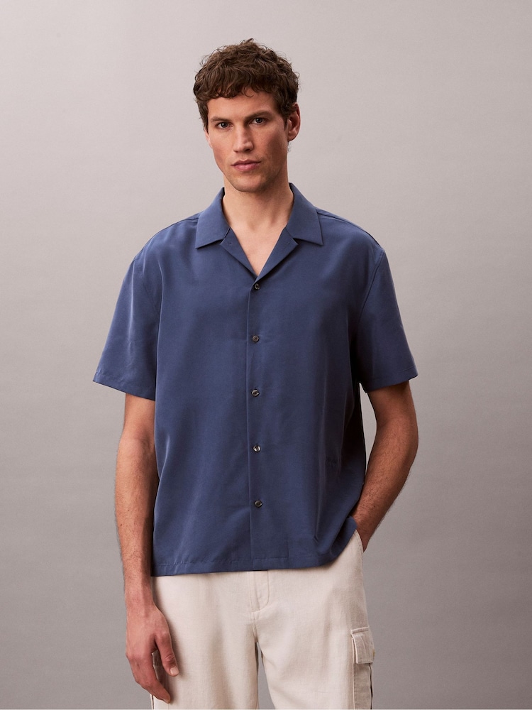 Calvin Klein Blue Stretch Woven Shirt - Image 1 of 5