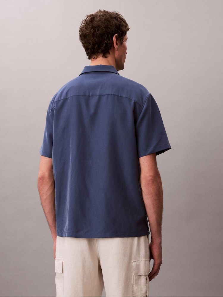 Calvin Klein Blue Stretch Woven Shirt - Image 2 of 5