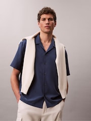 Calvin Klein Blue Stretch Woven Shirt - Image 4 of 5