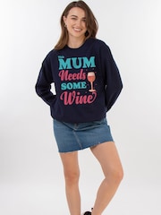 Brands In Blue Mother's Day Mum Needs Wine Sweat Top - Image 2 of 5