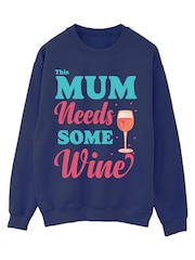 Brands In Blue Mother's Day Mum Needs Wine Sweat Top - Image 3 of 5